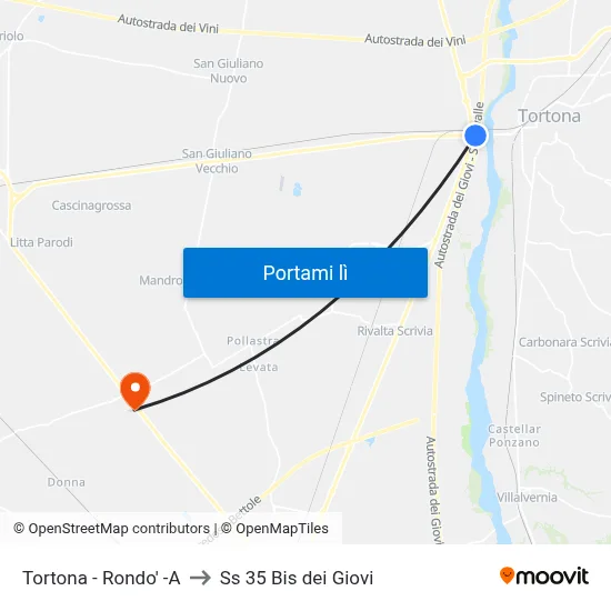 Tortona - Rondo' -A to Ss 35 Bis dei Giovi map