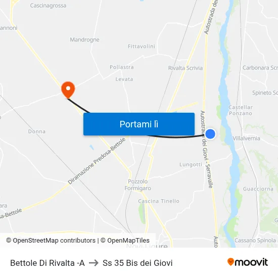 Bettole Di Rivalta -A to Ss 35 Bis dei Giovi map