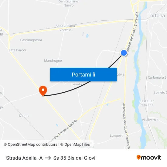 Strada Adella -A to Ss 35 Bis dei Giovi map