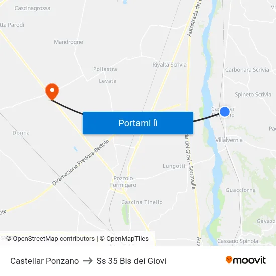 Castellar Ponzano to Ss 35 Bis dei Giovi map