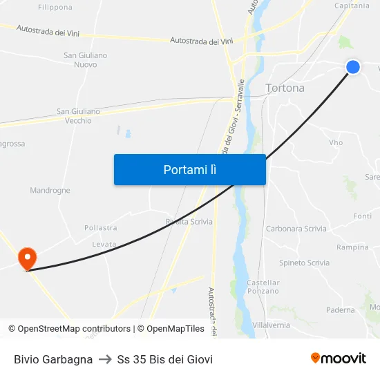 Bivio Garbagna to Ss 35 Bis dei Giovi map