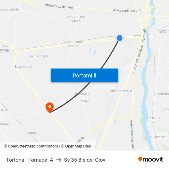 Tortona - Fornace -A to Ss 35 Bis dei Giovi map