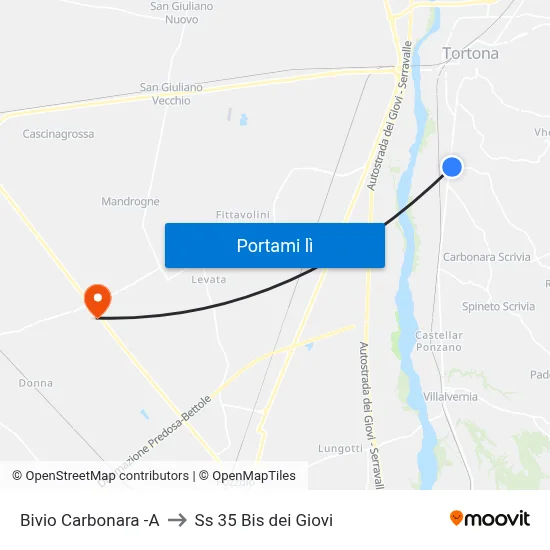 Bivio Carbonara -A to Ss 35 Bis dei Giovi map