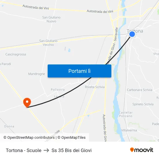 Tortona - Scuole to Ss 35 Bis dei Giovi map