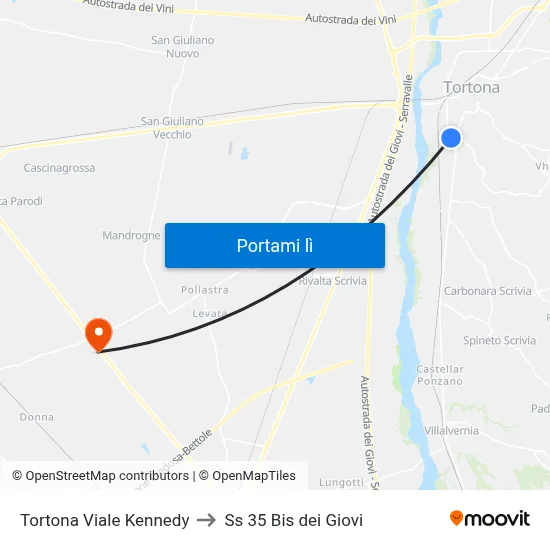 Tortona Viale Kennedy to Ss 35 Bis dei Giovi map