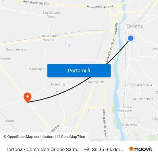 Tortona - Corso Don Orione Santuario -A to Ss 35 Bis dei Giovi map
