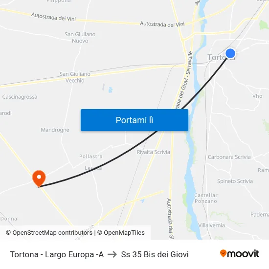 Tortona - Largo Europa -A to Ss 35 Bis dei Giovi map