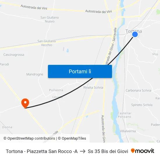 Tortona - Piazzetta San Rocco -A to Ss 35 Bis dei Giovi map
