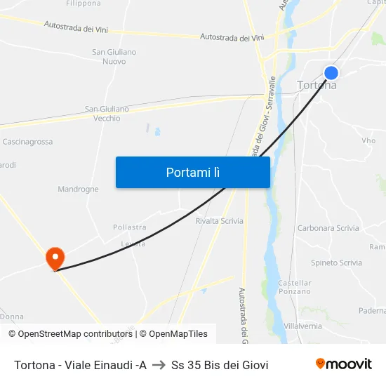 Tortona - Viale Einaudi -A to Ss 35 Bis dei Giovi map