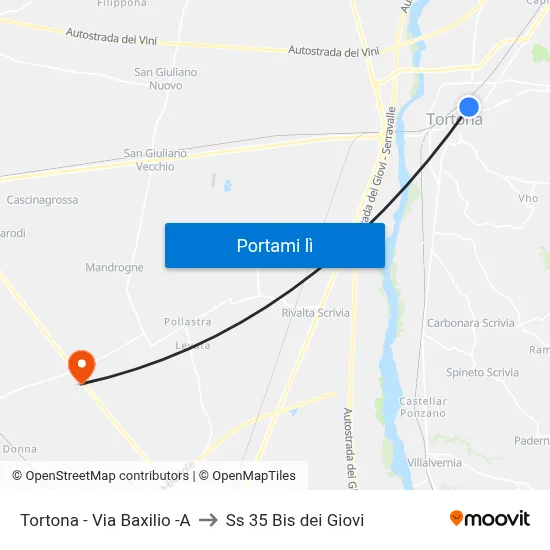 Tortona -  Via Baxilio -A to Ss 35 Bis dei Giovi map