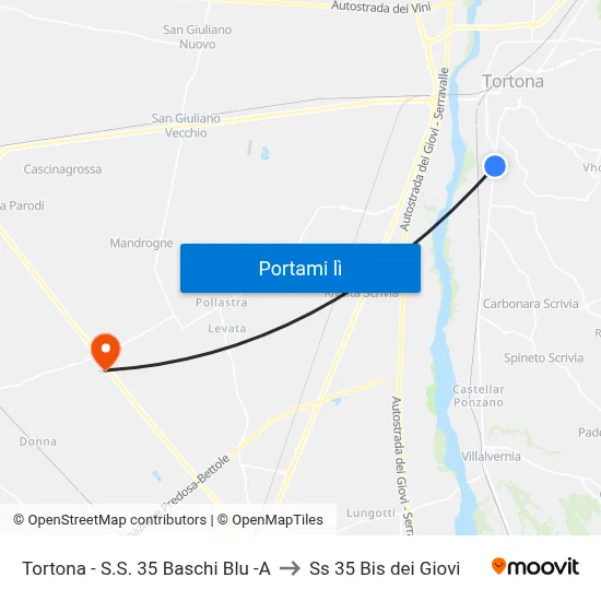 Tortona - S.S. 35 Baschi Blu -A to Ss 35 Bis dei Giovi map