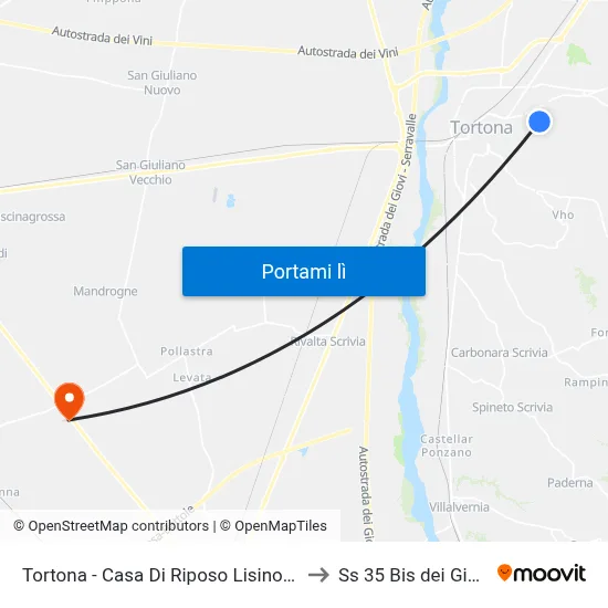 Tortona - Casa Di Riposo Lisino -A to Ss 35 Bis dei Giovi map