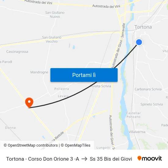 Tortona - Corso Don Orione 3 -A to Ss 35 Bis dei Giovi map