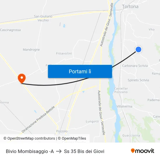 Bivio Mombisaggio -A to Ss 35 Bis dei Giovi map