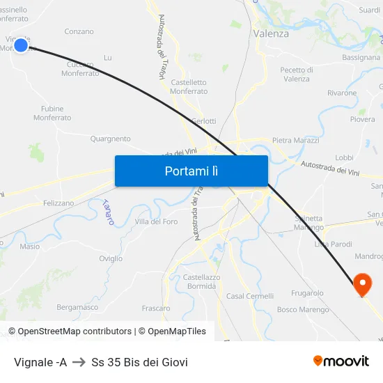 Vignale -A to Ss 35 Bis dei Giovi map