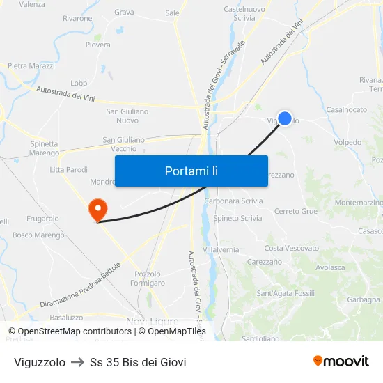 Viguzzolo to Ss 35 Bis dei Giovi map