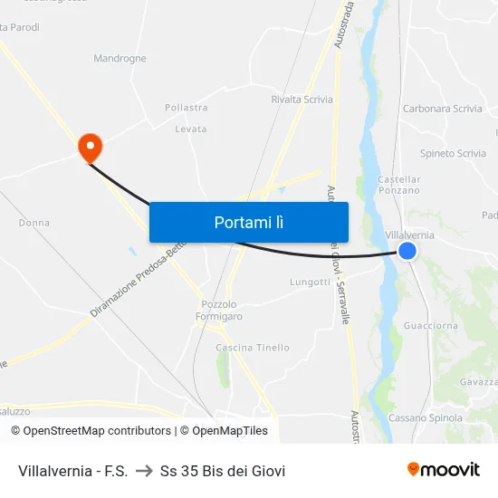 Villalvernia - F.S. to Ss 35 Bis dei Giovi map