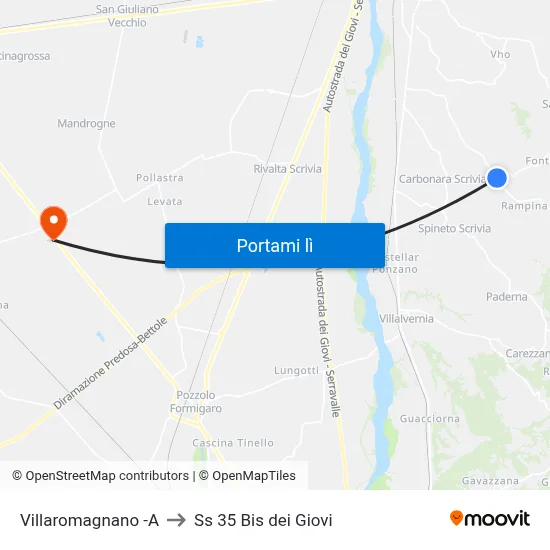 Villaromagnano -A to Ss 35 Bis dei Giovi map