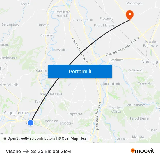 Visone to Ss 35 Bis dei Giovi map
