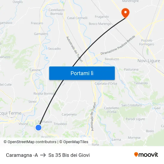 Caramagna -A to Ss 35 Bis dei Giovi map