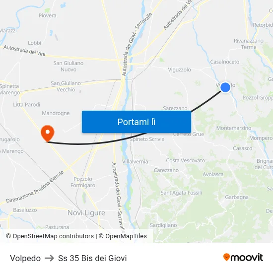 Volpedo to Ss 35 Bis dei Giovi map