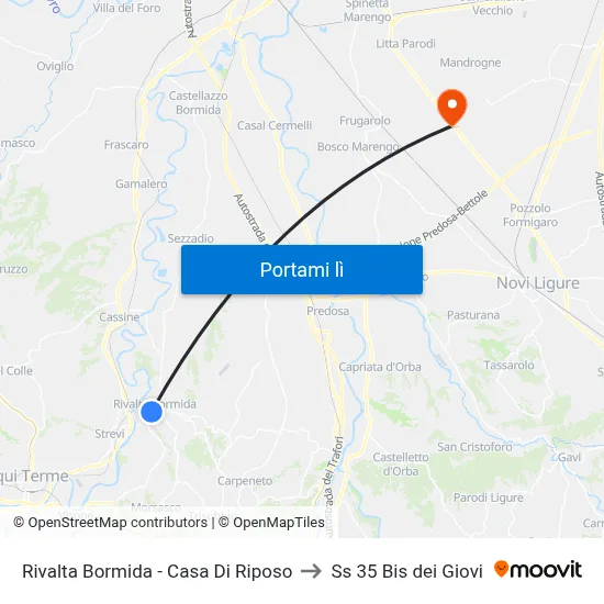 Rivalta Bormida - Casa Di Riposo to Ss 35 Bis dei Giovi map