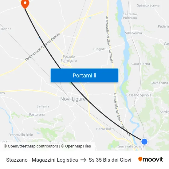 Stazzano - Magazzini Logistica to Ss 35 Bis dei Giovi map