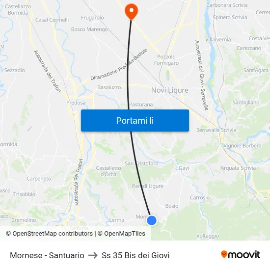 Mornese - Santuario to Ss 35 Bis dei Giovi map