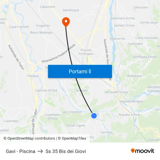 Gavi - Piscina to Ss 35 Bis dei Giovi map