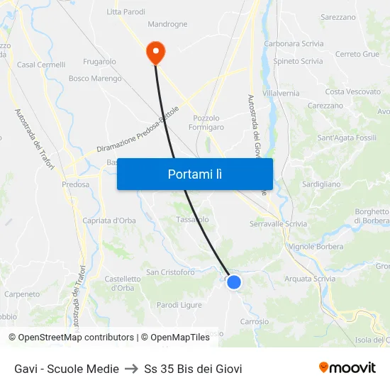 Gavi - Scuole Medie to Ss 35 Bis dei Giovi map