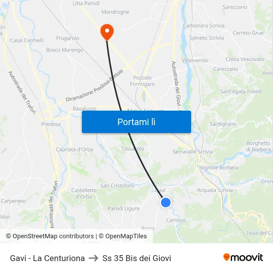 Gavi - La Centuriona to Ss 35 Bis dei Giovi map