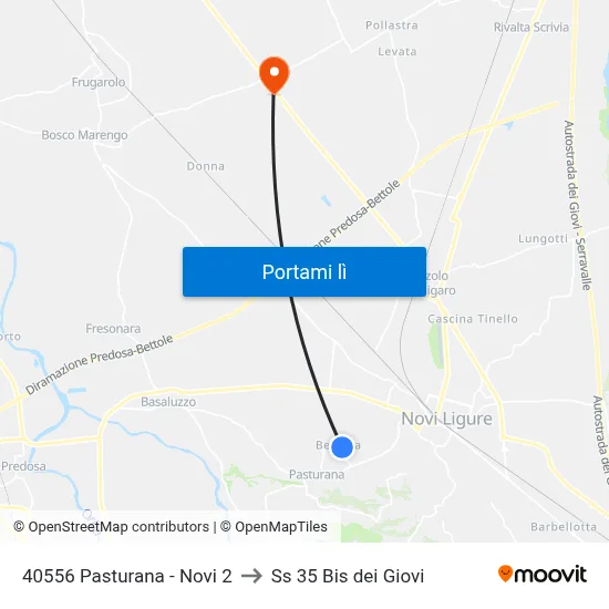 40556 Pasturana - Novi 2 to Ss 35 Bis dei Giovi map