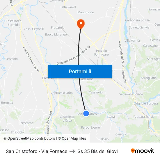 San Cristoforo - Via Fornace to Ss 35 Bis dei Giovi map