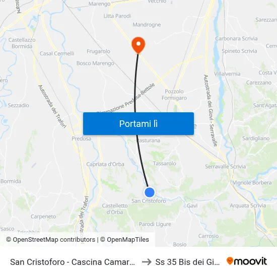 San Cristoforo - Cascina Camarella to Ss 35 Bis dei Giovi map