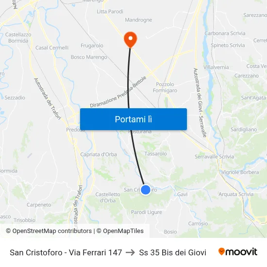 San Cristoforo - Via Ferrari 147 to Ss 35 Bis dei Giovi map
