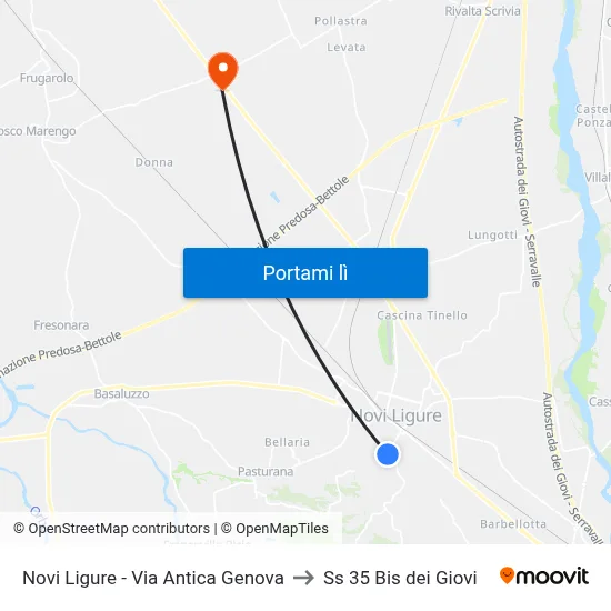 Novi Ligure - Via Antica Genova to Ss 35 Bis dei Giovi map
