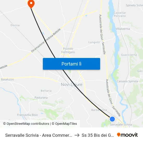 Serravalle Scrivia - Area Commerciale to Ss 35 Bis dei Giovi map
