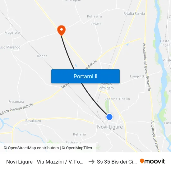 Novi Ligure - Via Mazzini / V. Fossati to Ss 35 Bis dei Giovi map