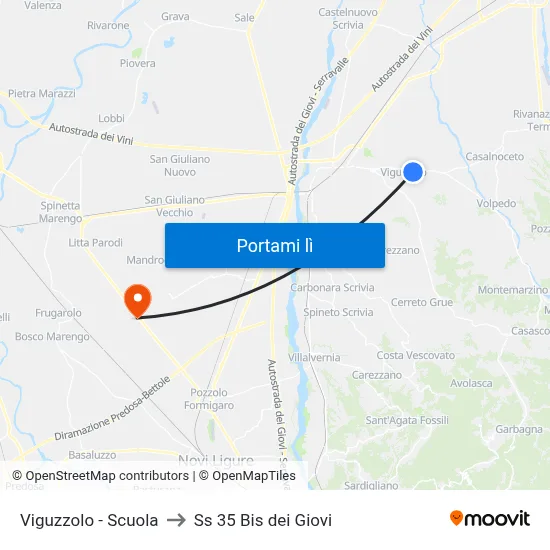 Viguzzolo - Scuola to Ss 35 Bis dei Giovi map
