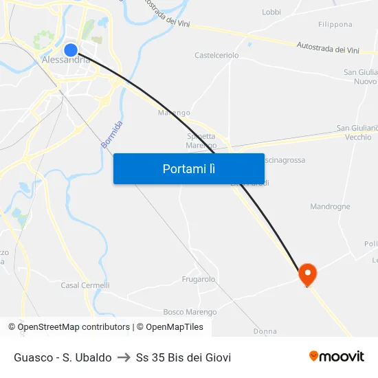 Guasco - S. Ubaldo to Ss 35 Bis dei Giovi map