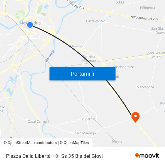 Piazza Della Libertà to Ss 35 Bis dei Giovi map