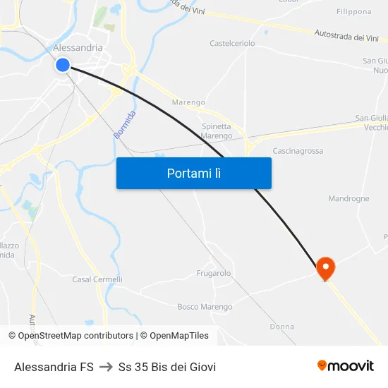 Alessandria FS to Ss 35 Bis dei Giovi map