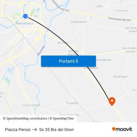 Piazza Perosi to Ss 35 Bis dei Giovi map