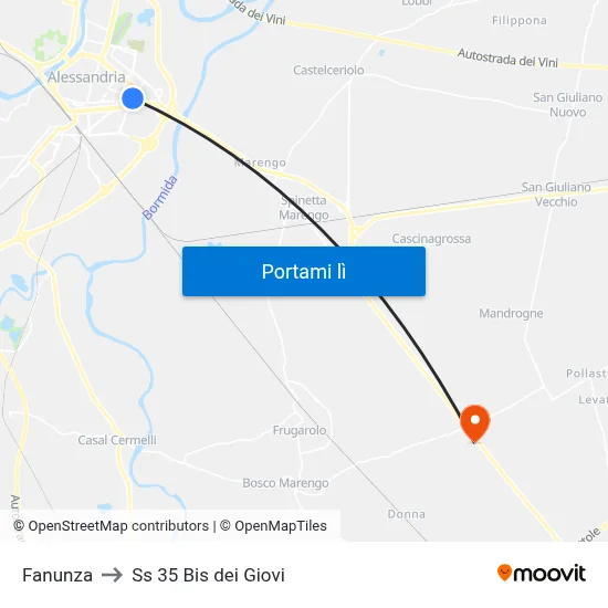 Fanunza to Ss 35 Bis dei Giovi map