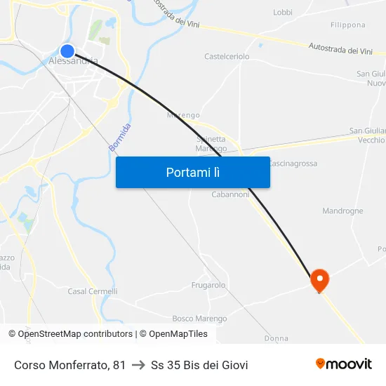 Corso Monferrato, 81 to Ss 35 Bis dei Giovi map