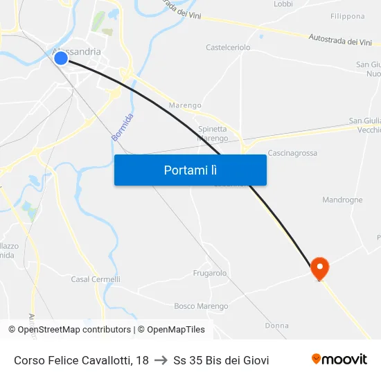 Corso Felice Cavallotti, 18 to Ss 35 Bis dei Giovi map