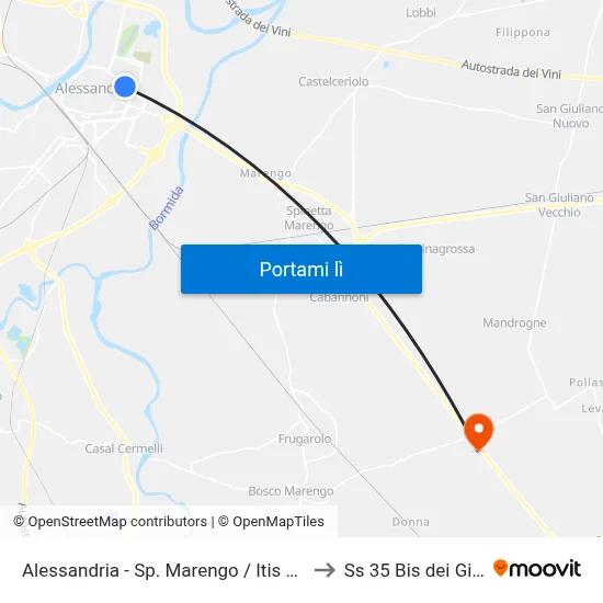 Alessandria - Sp. Marengo / Itis Volta to Ss 35 Bis dei Giovi map