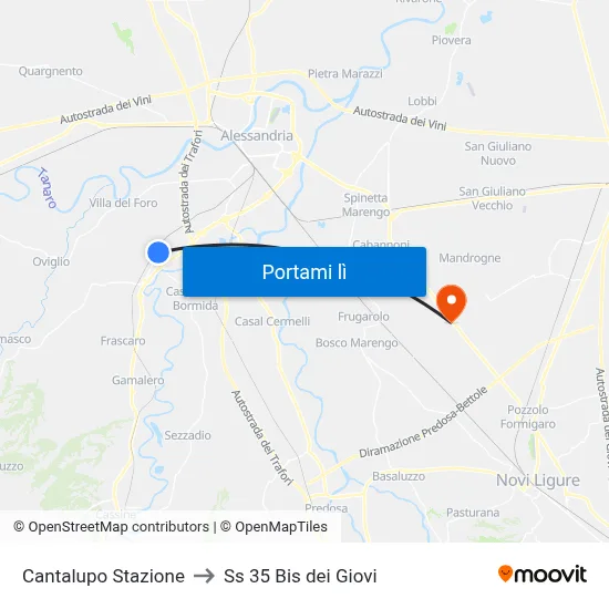 Cantalupo Stazione to Ss 35 Bis dei Giovi map