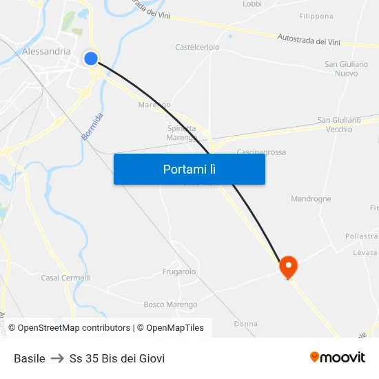 Basile to Ss 35 Bis dei Giovi map