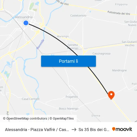 Alessandria - Piazza Valfrè / Caserma to Ss 35 Bis dei Giovi map